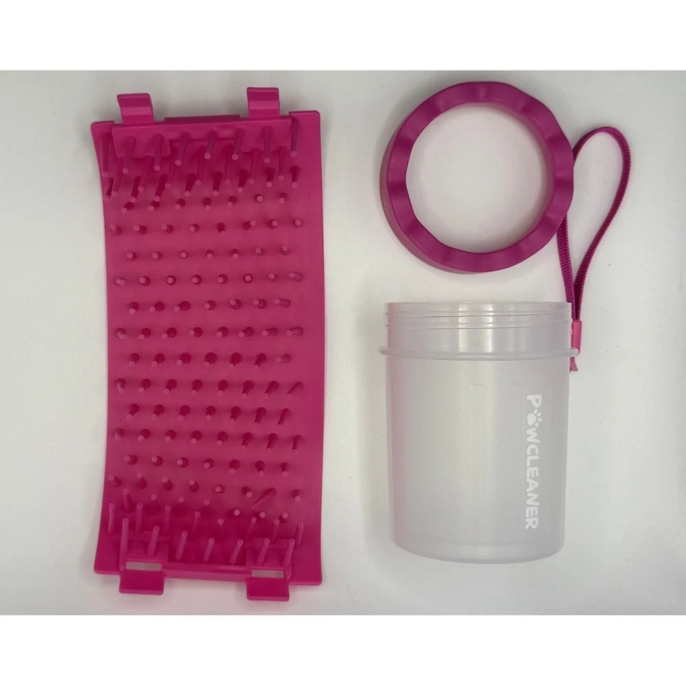 Pink Portable Dog Paw Cleaner Cup Soft Silicone Bristles Outdoor Pet Paw Washer